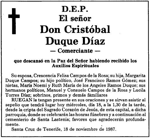 Herrera Estévez. Y doña María de los Ángeles Rodríguez Duque, que casó con don Veremundo Hernández Delgado; todos los casados con sucesión.