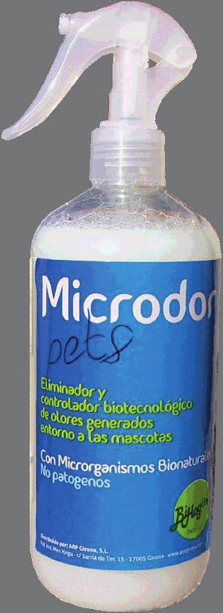 MICRODOR Pet s ELIMINADOR Y CONTROLADOR BIOTECNOLÓGICO DE OLORES GENERADOS ENTORNO A LAS MASCOTAS Microdor Pet s es un producto biotecnológico eliminador de malos olores que generan los animales.