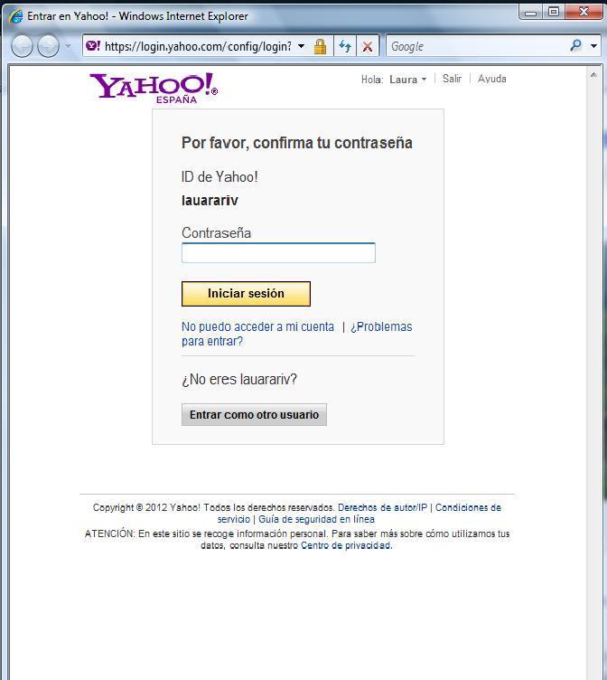 Confirmando la cuenta En este caso se ha utilizado una cuenta Yahoo para entrar en Flickr.