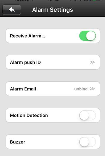 28 ALARM SETTINGS In the main screen, enter to Settings menu and select the Alarm Settings option. You can activate or deactivate different ways to receive alerts in your mobile device.