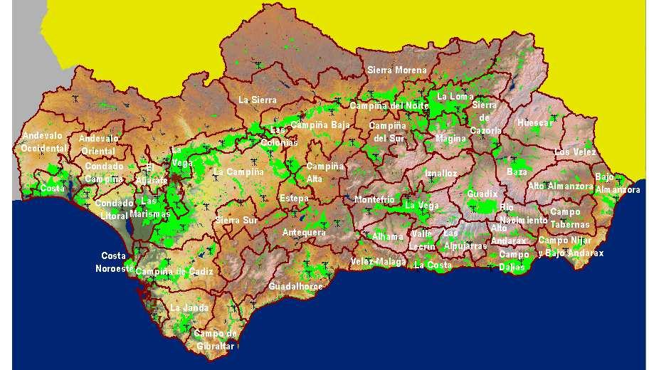 Figura 7. Representación de las comarcas agrarias en la que se va elaborarán para 2011 las recomendaciones de riego.