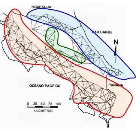Red geodésica clásica de Costa Rica 8 Medida en la década de los 40 s por el método de triangulación.