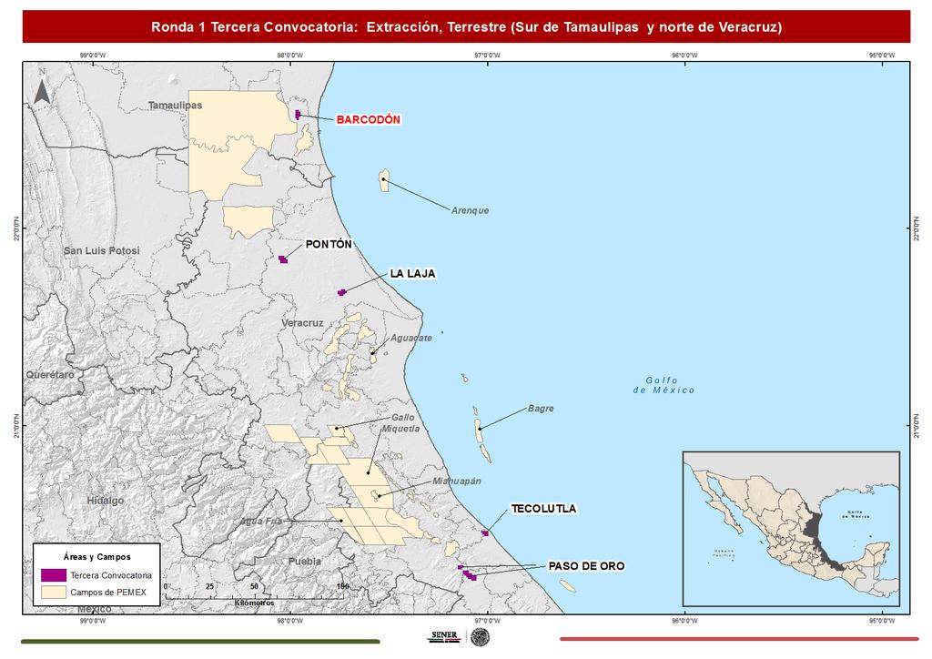 RONDA 1 ZONA CENTRO CAMPOS 5 áreas contractuales 5 campos de aceite y gas asociado Volumen original