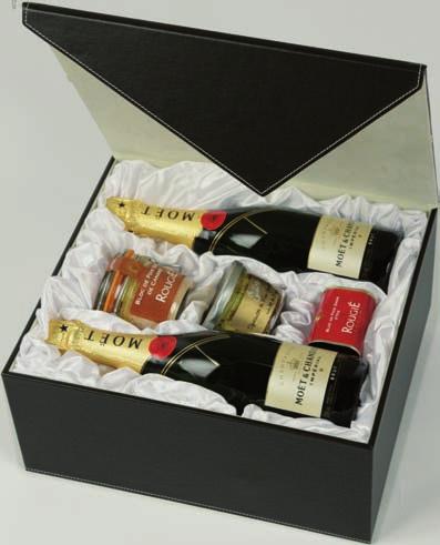 54 Caprichos CAPRICHO nº4 165,71 e + IVA (25,63) 2 b. champagne francés MOËT & CHANDON Brut Imperial 1 lata bloc de auténtico foie-gras de oca ROUGIE (elaborado en Perigot-Francia) 145 gr.