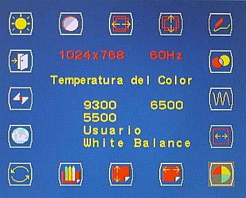 Selección de Temperaturas de color Nota: