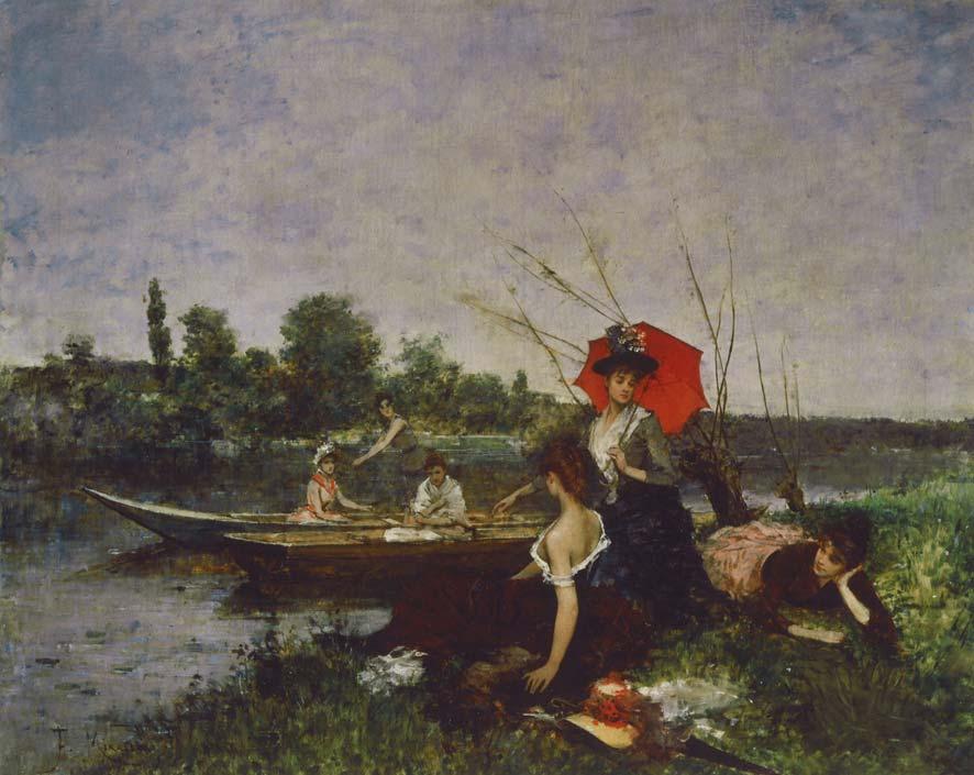 (CTB.1996.25) MIRALLES I GALAUP, Francesc Paseo en barca, c. 1888-1890 Óleo sobre lienzo.