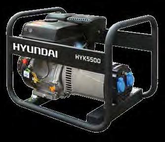 MOTOR Motores 4 tiempos HYUNDAI equipado: con alarma de bajo nivel de aceite con paro automático del motor. Válvulas en cabeza OHV refrigerado por aire. Sencillo y rápido arranque manual.