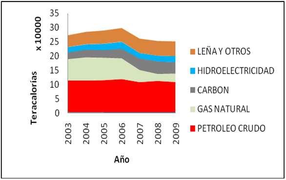 Figura 4: Consumo de Energía Primaria Fuente: ULLOA P., CONTRERAS C.G., COLLADOS E., 2010 Figura 5: Consumo de Energía Primaria Fuente: ULLOA P., CONTRERAS C.G., COLLADOS E., 2010 1.4. Combustión de Leña Los artefactos que combustionan leña realizan una serie de procesos que, además de generar energía producen residuos y emisiones.