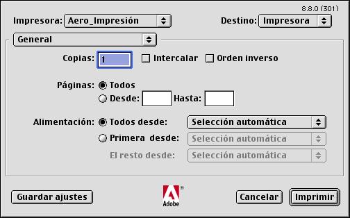 3 Especifique los valores de página para el trabajo de impresión. 4 Haga clic en OK. 5 Seleccione Imprimir en el menú Archivo de la aplicación.