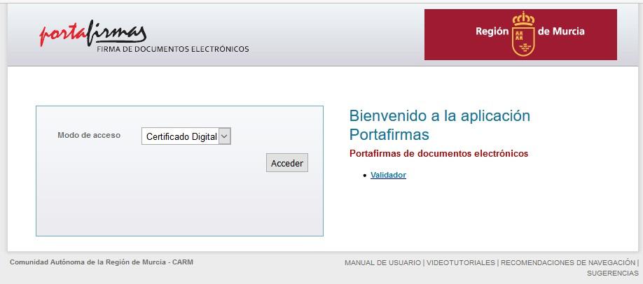 ACCESO portafirmas.carm.es desde RICA Manual de usuario https://portafirmas.carm.es/portafirmas/manual/manualusuario.pdf Videotutoriales http://tv.um.es/videos?