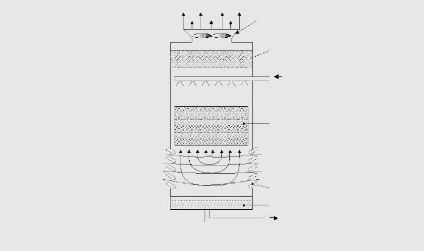 Figura 4.13: Torre de flujo a contracorriente y tiro inducido en contacto con el aire más seco, lográndose un máximo rendimiento.