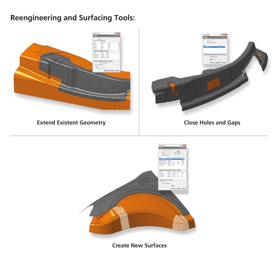 Reingeniería y herramientas de superficie: La complejidad del modelado de superficie de forma libre en CATIA se reduce a solo tres herramientas especialmente desarrolladas, que cumplen