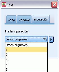27 Imputación múltiple Figura 3-10 Cuadro de diálogo Ir a También puede seleccionar la imputación en la lista desplegable de la barra de edición en Vista de datos del ditor de datos.