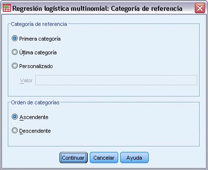 73 Imputación múltiple Figura 5-31 Cuadro de diálogo Categoría de referencia Seleccione Primera