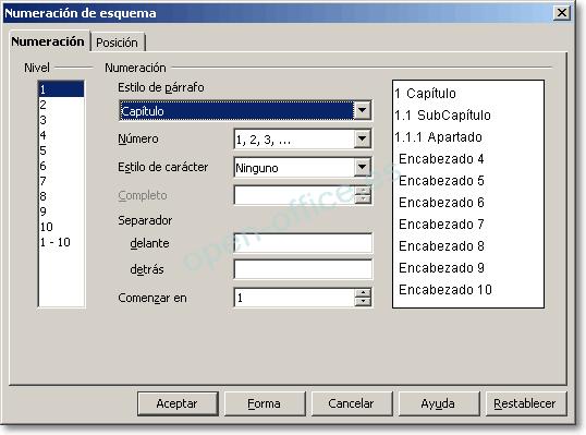 Curso: LibreOffice 4: una herramienta los estilos Encabezado 2 y Encabezado 3 para los títulos secundarios del capítulo.