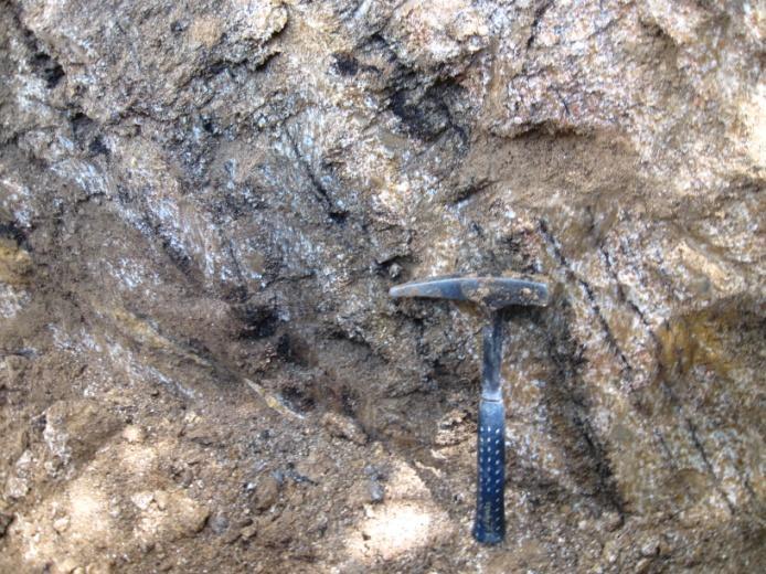 Observaciones: Roca granítica meteorizada (Saprolito), sin indicios de mineralización. 2.1.