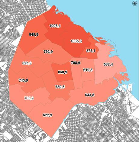 Evolución de precios por Comuna Si se lleva el análisis al nivel de las comunas que conforman la Ciudad, pueden observarse diferentes evoluciones