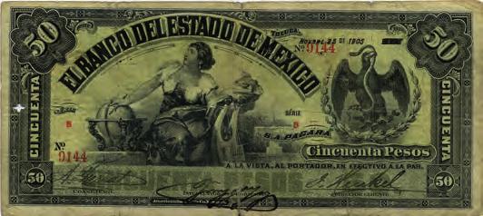 1905 BK-MEX-15 M-398b GOOD + $ 750 HIDALGO. EL BANCO DE HIDALGO.