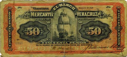 1901 BK-YUC-21 M-556a Resello: BANCO PENINSULAR MEXICANO FINE + $ 500 BANCO MERCANTIL DE YUCATAN. 71 10 Pesos 28.