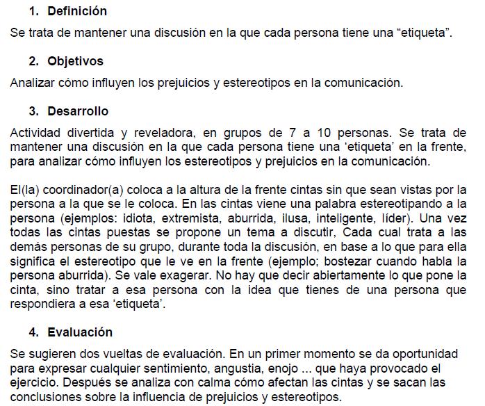 JUEGOS DE COMUNICACIÓN CINTAS DE PREJUICIOS Laconte, Leen ; Temur, Ishan, e.a., Intercultural games.
