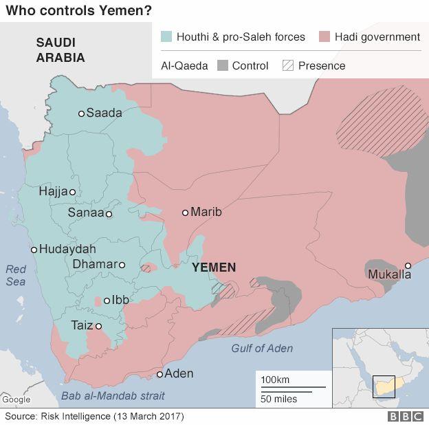 ejército del ex-presidente de Yemen, Alí Abdulá Salé. También, existe la presencia de Al Qaeda en la península Arábiga en algunos territorios.