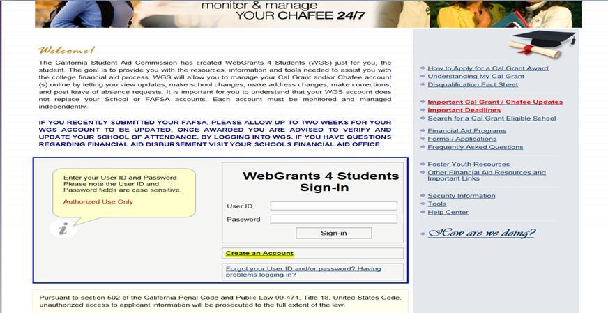 IRS Webgrants Data para alumnos https://mygrantinfo.c sac.ca.gov/logon.