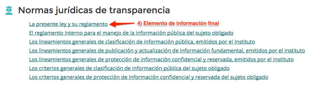 Imagen 12) - Elementos de información final de la sub-subcategoría Normas jurídicas de transparencia. 2.