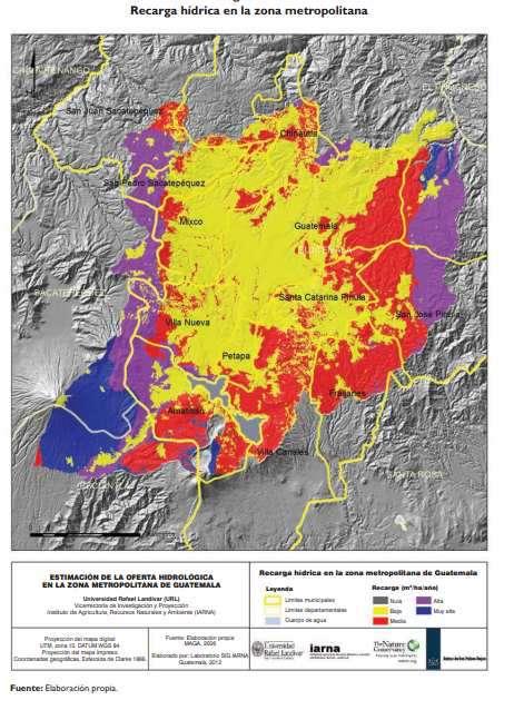 Zonas de recarga hídrica de la zona Metropolitana de Guatemala Zonas de recarga hídricah Nula Baja