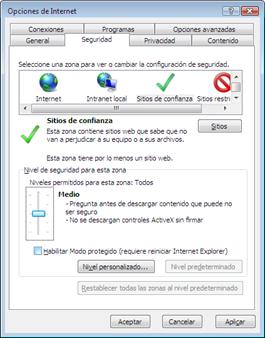 Configuración de Internet Explorer (Solo para IE versiones 8 a la 10 - Para conocer su versión de IE vea anexo