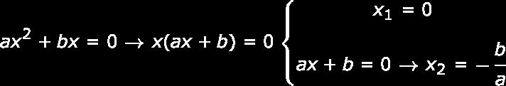 La ecuación tiene dos soluciones: x 1 = 4 y x 2 = 4. Si c = 0 y la ecuación es del tipo ax 2 + bx = 0, tiene dos soluciones.