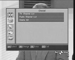 User Manual RSD - 7118 8.- Channel Menu 8.1.- Organizing channels Using this menu you can create/edit the favorite channel list, and you can move, block and erase channels and add new channels to the list.