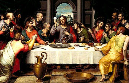 Primer Misterio: En el primer misterio Eucarístico contemplamos cómo Nuestro Señor Jesucristo, reunido con sus Apóstoles, en la última cena, bendijo