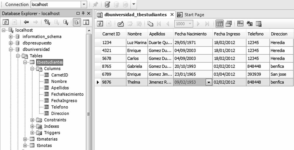 Desarrollo de software con NetBeans 7.1 301 Figura 10.2 Generar un listado mediante dbforge 5.