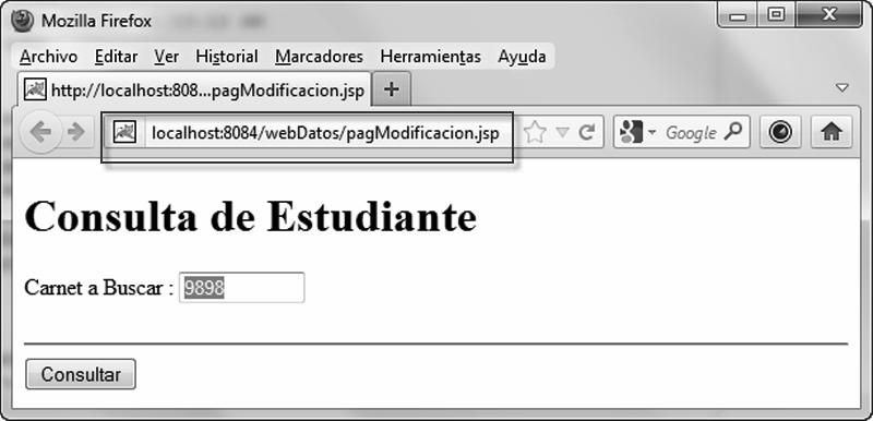 Desarrollo de software con NetBeans 7.1 321 out.println("<td>"+fechaing+"</td>"); out.println("</tr>"); %> </table> <br><br> <h3> <% out.println(proceso); %> </h3> <br> CÓDIGO DE PAGMODIFICADO.