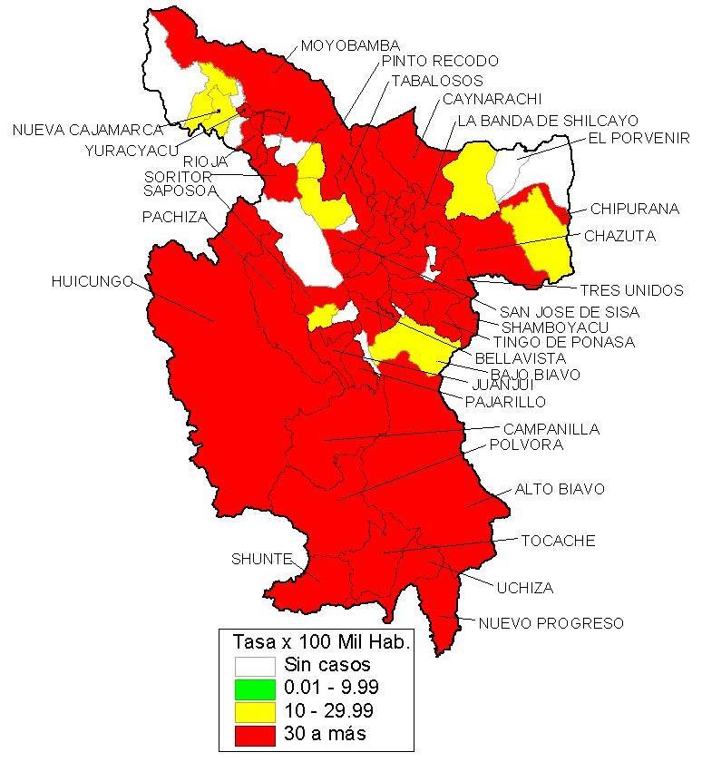 DENGUE: Departamento San Martín 2014* Curva de casos de dengue.