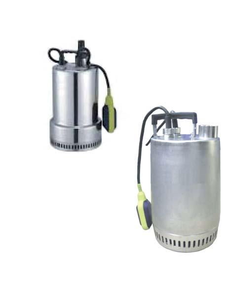 Bombas sumergibles Achique SSX INOX Bombas sumergibles en INOX para achique de aguas limpias o ligeramente cargadas, equipadas con interruptor de nivel para su funcionamiento automático.