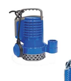 Bombas sumergibles Achique DR BLUE Bombas sumergibles en fundición para achique de aguas limpias o ligeramente cargadas, equipadas con interruptor de nivel para su funcionamiento automático en los
