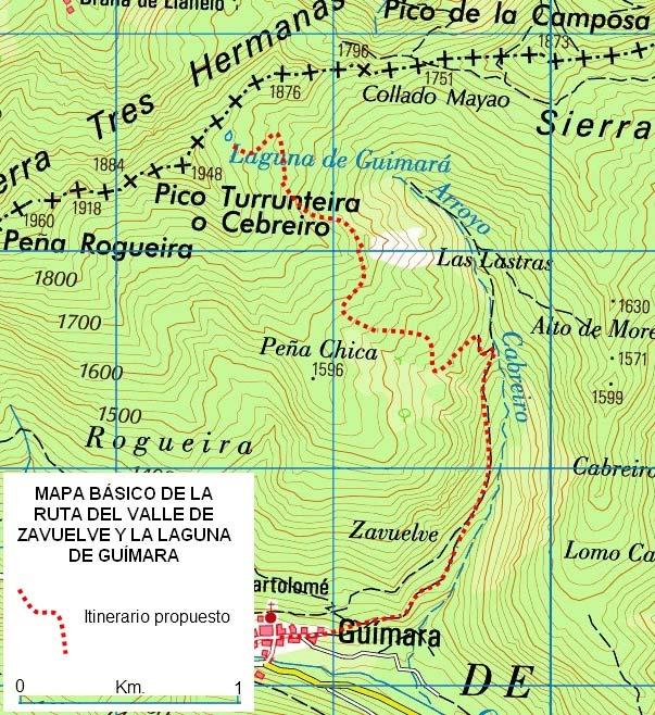 Mapa básico de la ruta: Descripción de la ruta: La ruta se inicia en el pueblo de Guímara.