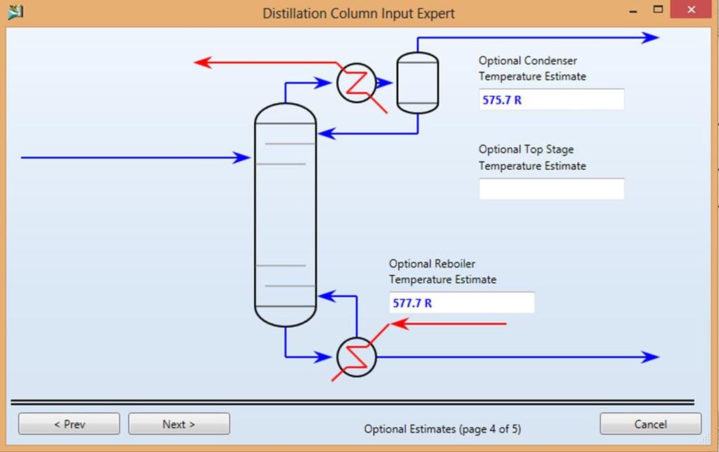 Especificación de la presión en el condensador Especificación de la presión en el reboiler Figura 1.40.