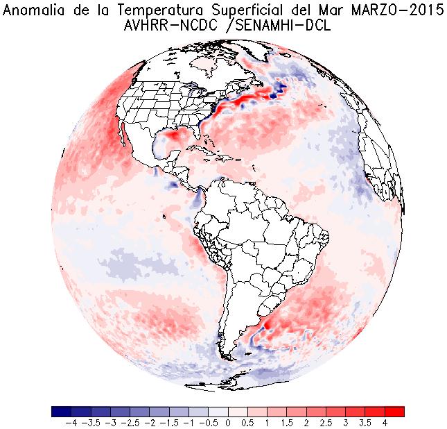 Frente a las costas de California y norte del Pacífico mexicano se observaron fuertes anomalías positivas de la TSM, condiciones similares fueron observadas en el Atlántico