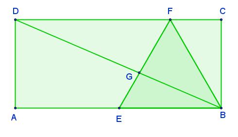 6. En la figura, el cuadrilátero ABCD es rectángulo y el triángulo EBF es equilátero. Cuánto mide el BGF si ADB = 60? 2.