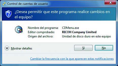 En el caso de que el menú de instalación de RICOH Software RIP no se inicie automáticamente, haga doble clic en el archivo CDMenu.exe del CD-ROM. Se muestra el archivo ReadMe (Léame).