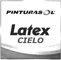 Signo Solicitado: La denominación PINTURASOL LATEX CIELO y logotipo (se reivindica colores) conforme al modelo adjunto. Distingue: Pintura látex. Clase 02. 18 de agosto de 2015 M.