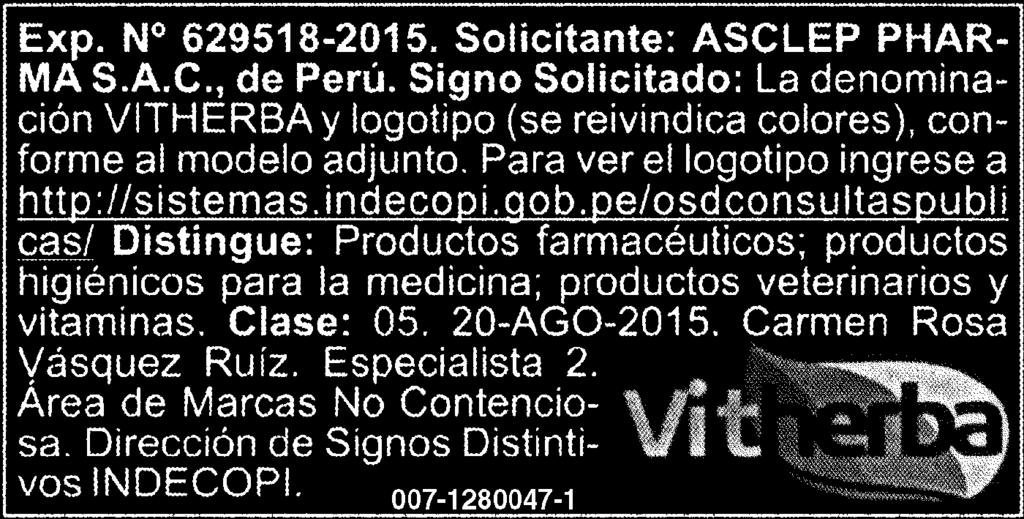 14 BOLETIN OFICIAL EL PERUANO I Lima, sábado 29 de agosto de 2015 EXPEDIENTE Nº 0628188-2015 Signo Solicitado: La denominación GLORIA PASIÓN PLUS, hechas de cereales, pan, pastelería y confitería,