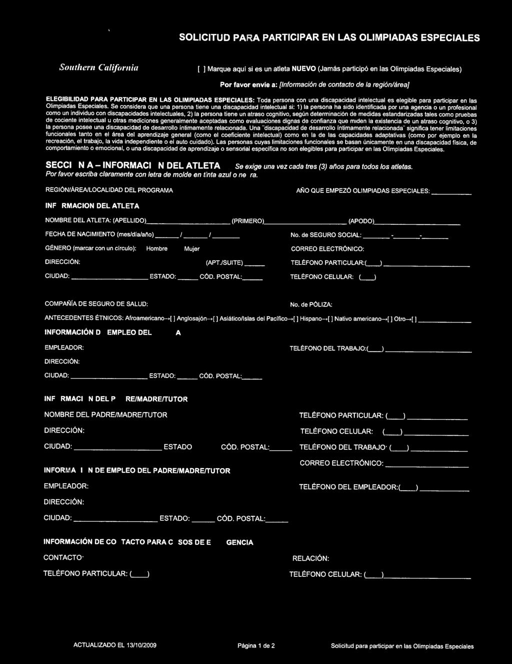 FORMULARIO DE DESCARGO DE RESPONSABILIDAD PARA LAS OLIMPIADAS ESPECIALES -  PDF Descargar libre