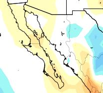 Península de California y en Sonora, entre un 10% a un 20% menos de precipitación.