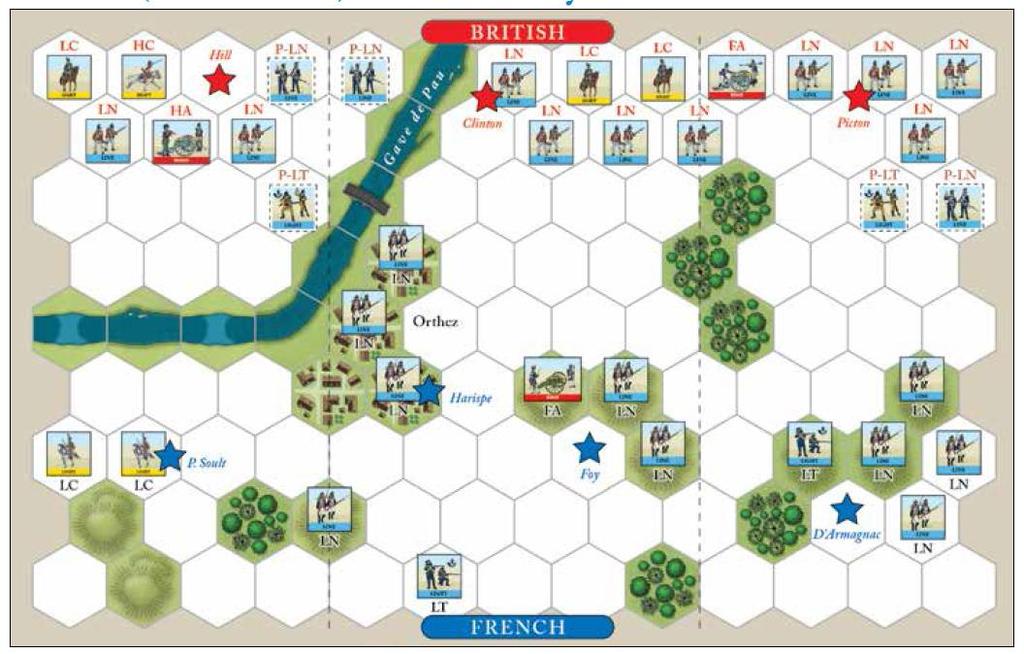 Al mismo tiempo, la división de Clinton insistía en el ataque contra Orthez, y las dos divisiones de Hill habían cruzado el arroyo por un vado y amenazaban la izquierda y la retaguardia de Soult.