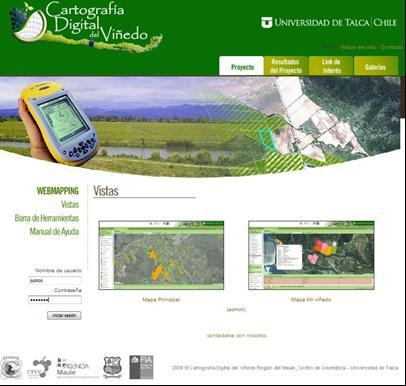 Nivel Usuario Conectarse al portal a través del enlace: www.cartografiadelvinedo.utalca.