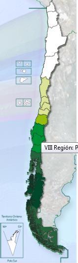 d. Mapa Regionalizado Este mapa se encuentra a la derecha de la pantalla y desde acá se podrá acceder a la información comunal de cada región.