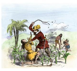5.1. La explotación de los recursos Las tierras fueron cedidas a los colonizadores mediante el sistema de encomienda, que obligaba a los indígenas a trabajarlas a cambio de protección, subsistencia y